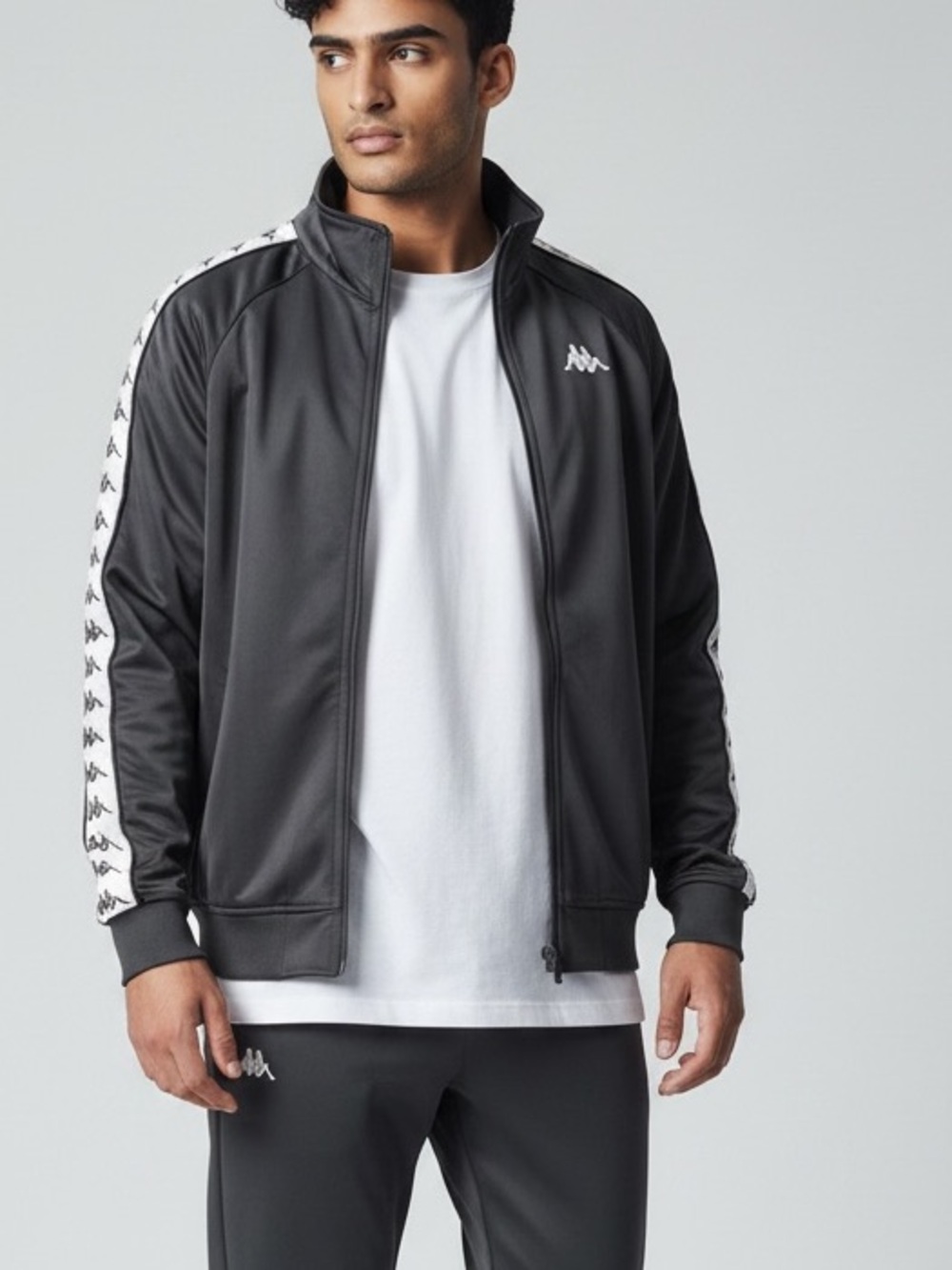 Kappa Banda Reflective Logo Tape Track Jacket Black Size Medium